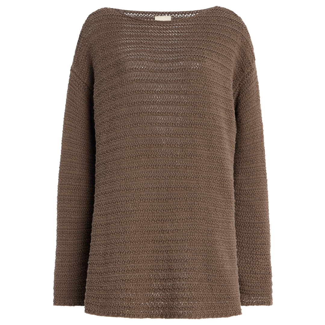 Brown knitted sweater on a white background