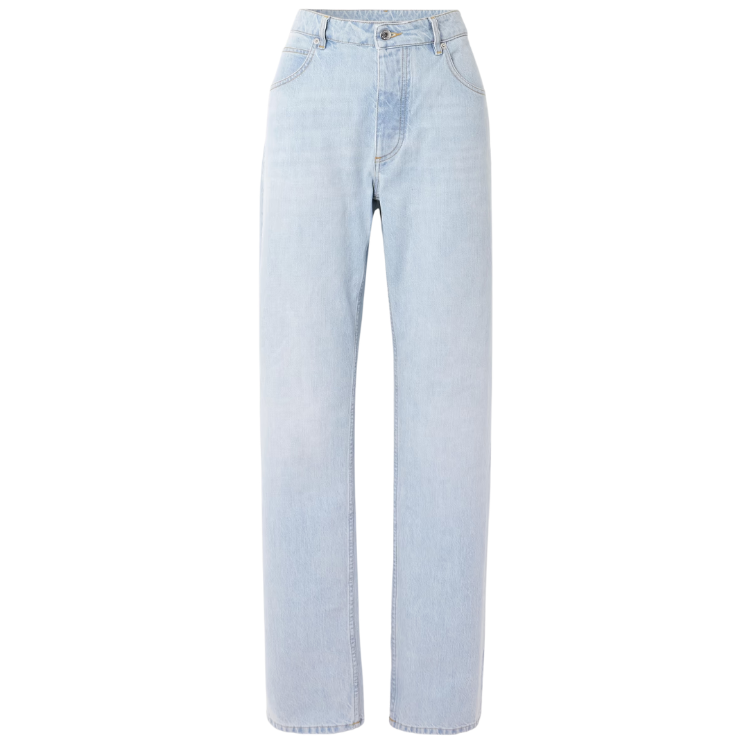 Light blue jeans on a white background