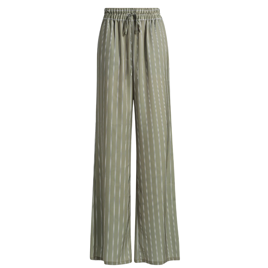Green striped pants on a white background