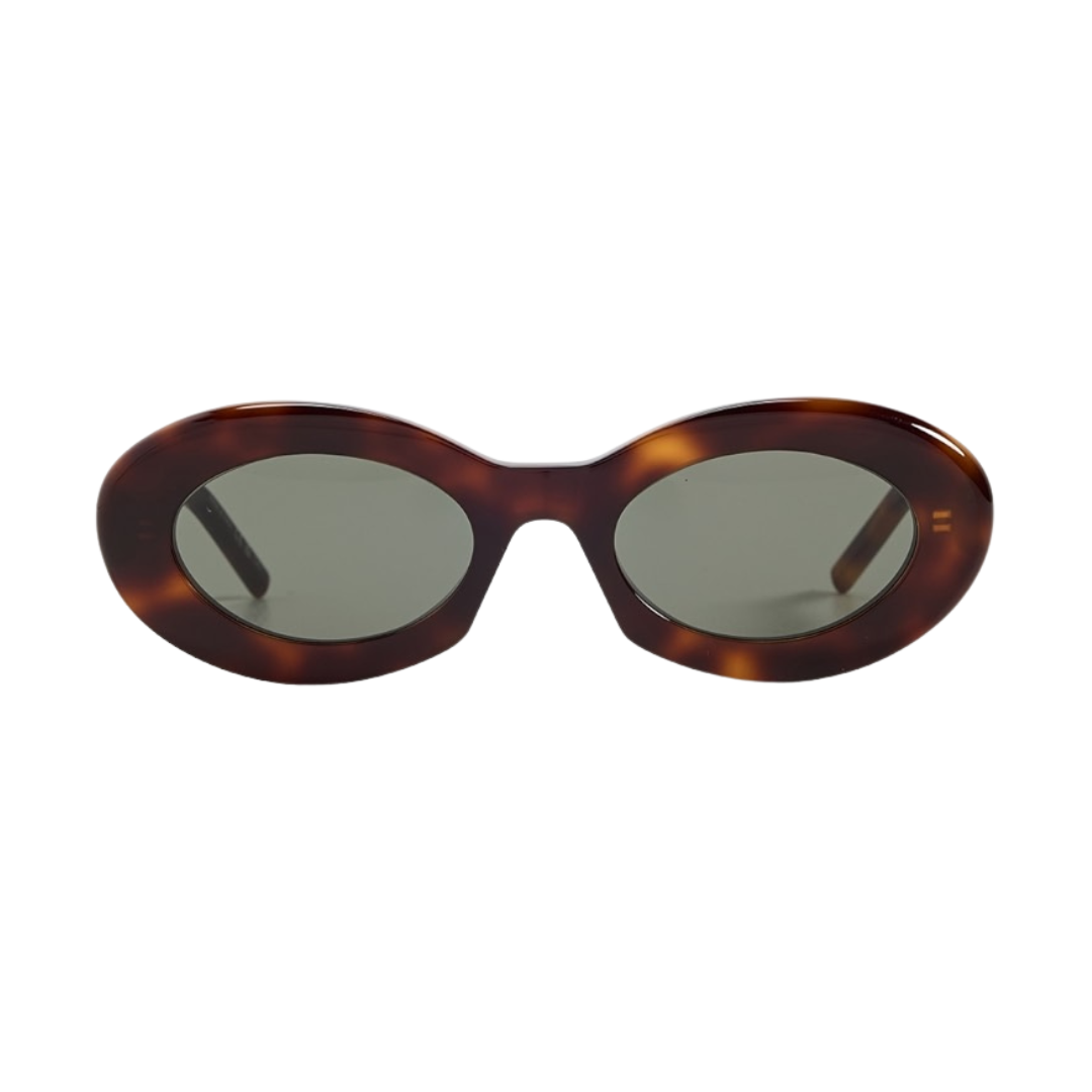 Sunglasses with tortoiseshell frame on a white background