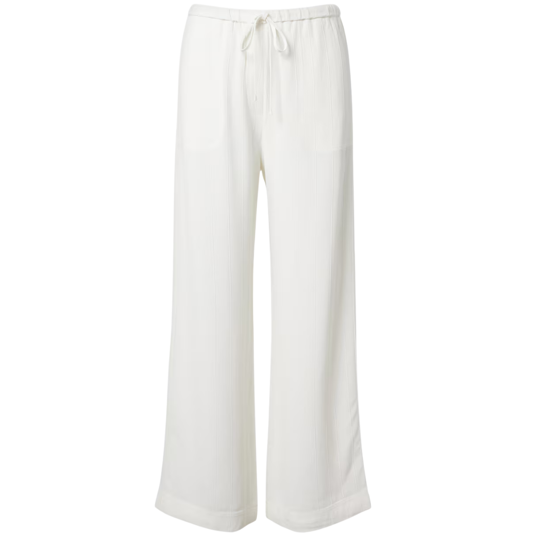 White wide-leg pants on a white background