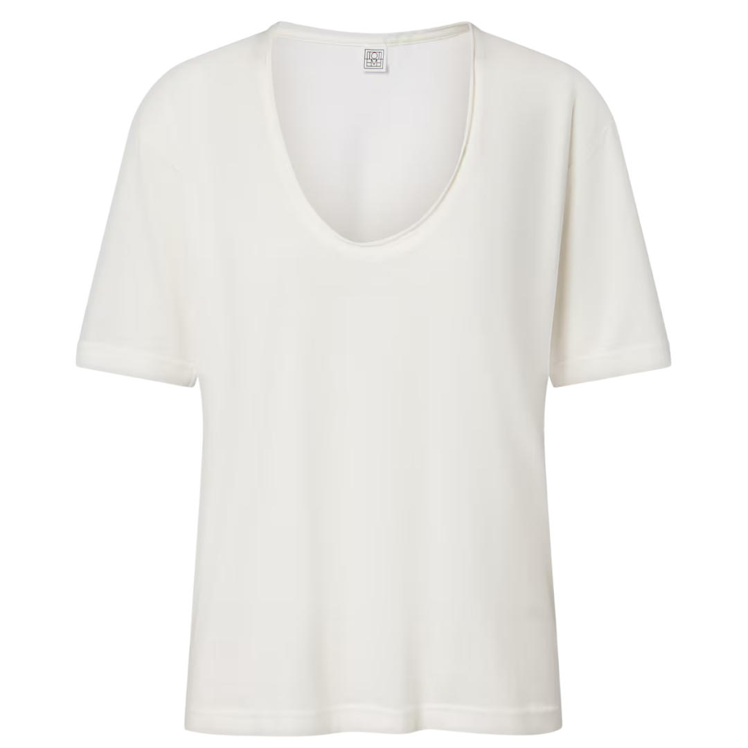 White V-neck t-shirt on a white background