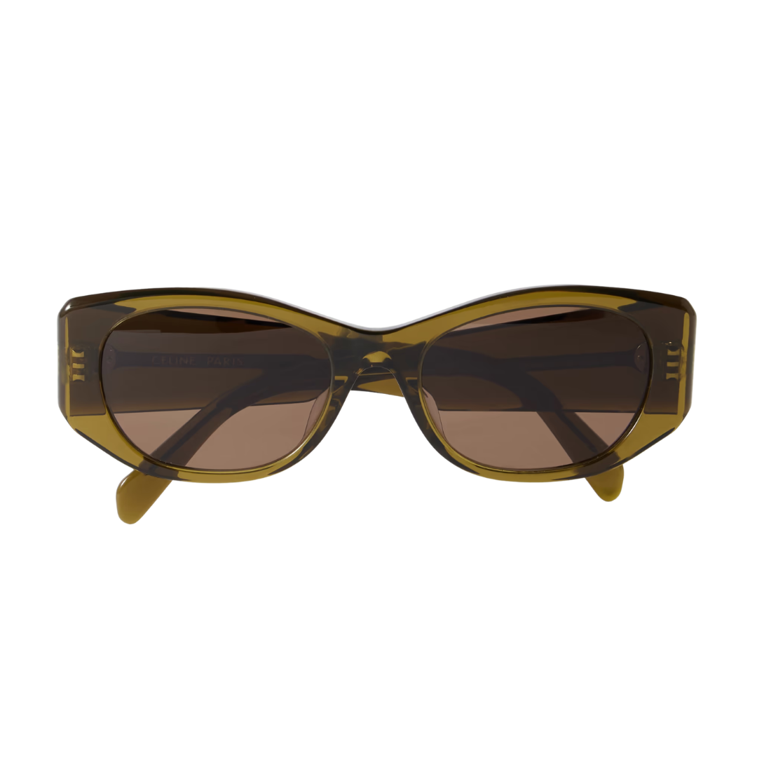 Green lucite sunglasses on a white background